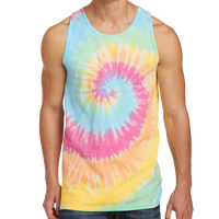 Port & Co Tie Dye Tank Top, Pastel Rainbow, Front view