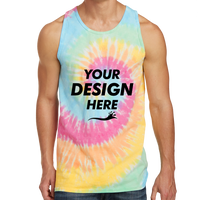 Port & Co Tie Dye Tank Top, Pastel Rainbow, Front view, Mockup