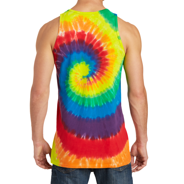 Port & Co Tie Dye Tank Top, Rainbow, Back view