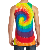 Port & Co Tie Dye Tank Top, Rainbow, Back view