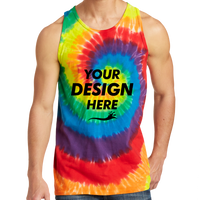 Port & Co Tie Dye Tank Top, Rainbow, Front view, Mockup