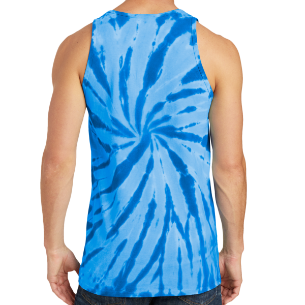 Port & Co Tie Dye Tank Top, Royal, Back view
