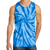 Port & Co Tie Dye Tank Top, Royal, Front view