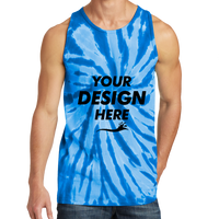 Port & Co Tie Dye Tank Top, Royal, Front view, Mockup