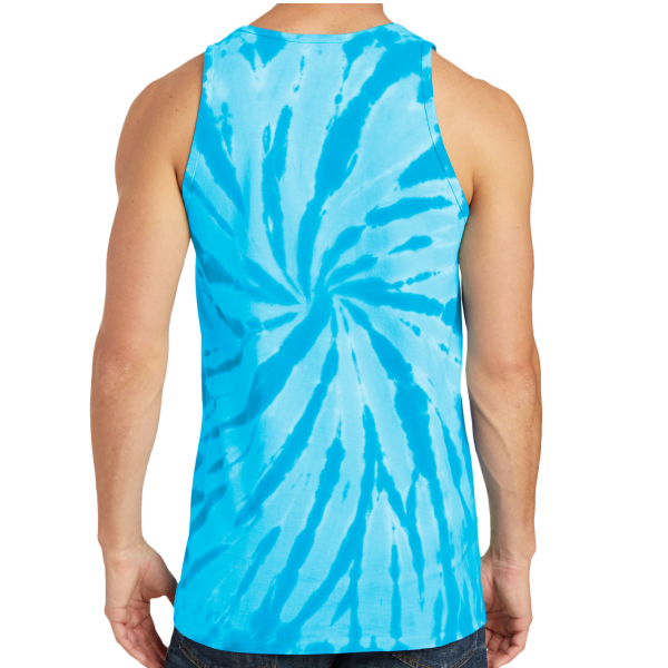 Port & Co Tie Dye Tank Top, Turquoise, Back view