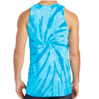 Port & Co Tie Dye Tank Top, Turquoise, Back view