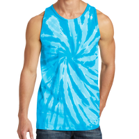 Port & Co Tie Dye Tank Top, Turquoise, Front view