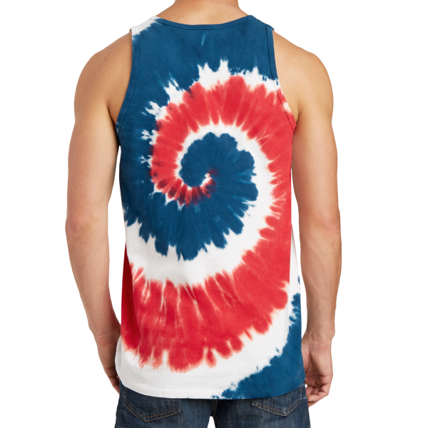 Port & Co Tie Dye Tank Top, Usa Rainbow, Back view