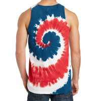 Port & Co Tie Dye Tank Top, Usa Rainbow, Back view