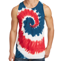 Port & Co Tie Dye Tank Top, Usa Rainbow, Front view