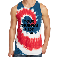 Port & Co Tie Dye Tank Top, Usa Rainbow, Front view, Mockup