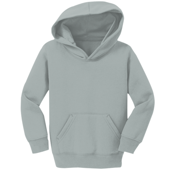 Port & Co Toddler Core Fleece Pullover Hooded Sweatshirt, Athletic Heather, Front view