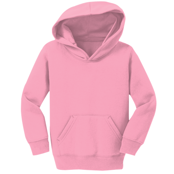 Port & Co Toddler Core Fleece Pullover Hooded Sweatshirt, Candy Pink, Front view