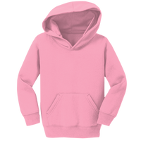 Port & Co Toddler Core Fleece Pullover Hooded Sweatshirt, Candy Pink, Front view