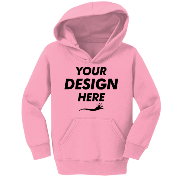 Port & Co Toddler Core Fleece Pullover Hooded Sweatshirt, Candy Pink, Front view, Mockup