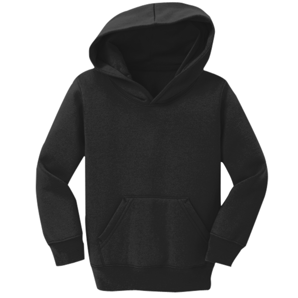 Port & Co Toddler Core Fleece Pullover Hooded Sweatshirt, Jet Black, Front view