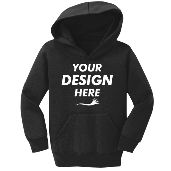 Port & Co Toddler Core Fleece Pullover Hooded Sweatshirt, Jet Black, Front view, Mockup