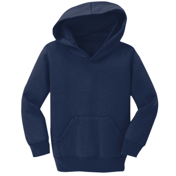 Port & Co Toddler Core Fleece Pullover Hooded Sweatshirt, Navy, Front view