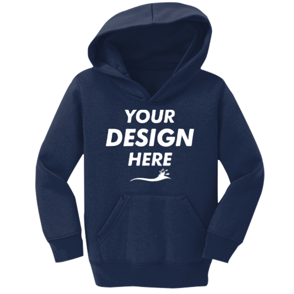 Port & Co Toddler Core Fleece Pullover Hooded Sweatshirt, Navy, Front view, Mockup
