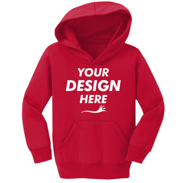 Port & Co Toddler Core Fleece Pullover Hooded Sweatshirt, Red, Front view, Mockup