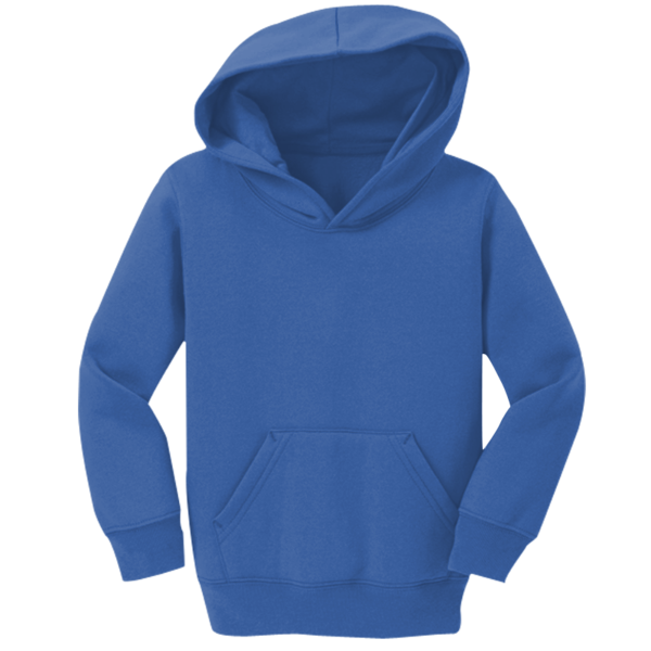 Port & Co Toddler Core Fleece Pullover Hooded Sweatshirt, Royal, Front view
