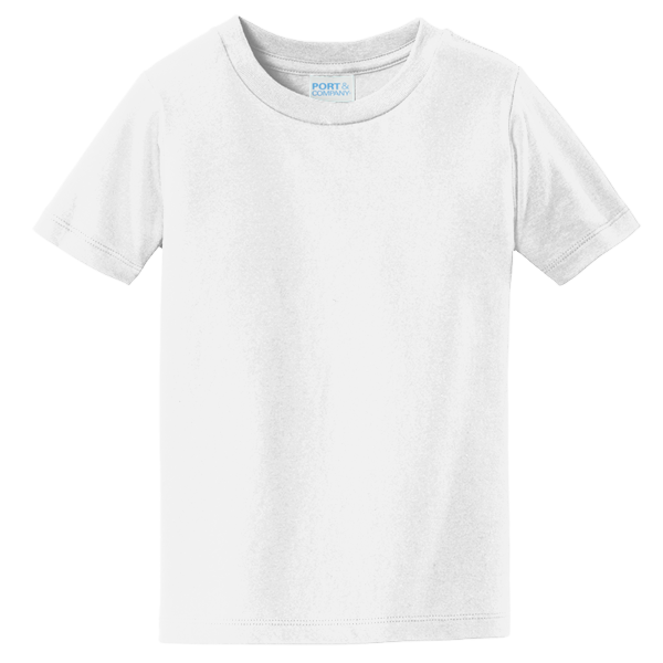 Port & Co Toddler Fan Favorite Tee, White, Front view