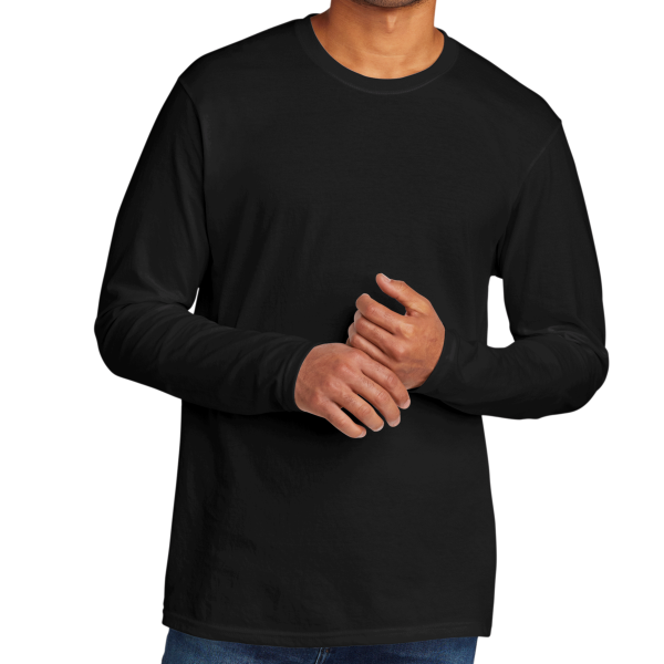 Port & Co Tri Blend Long Sleeve Tee, Black, Front view