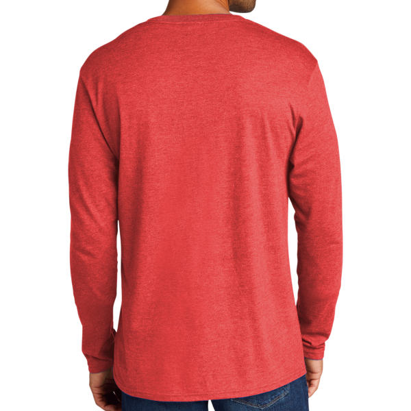 Port & Co Tri Blend Long Sleeve Tee, Bright Red Heather, Back view