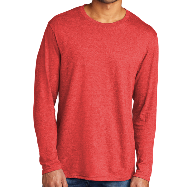 Port & Co Tri Blend Long Sleeve Tee, Bright Red Heather, Front view