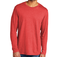 Port & Co Tri Blend Long Sleeve Tee, Bright Red Heather, Front view