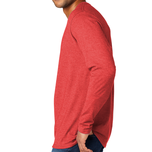 Port & Co Tri Blend Long Sleeve Tee, Bright Red Heather, Left Sleeve view