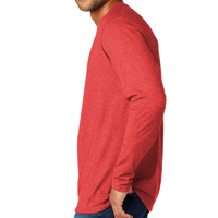 Port & Co Tri Blend Long Sleeve Tee, Bright Red Heather, Left Sleeve view