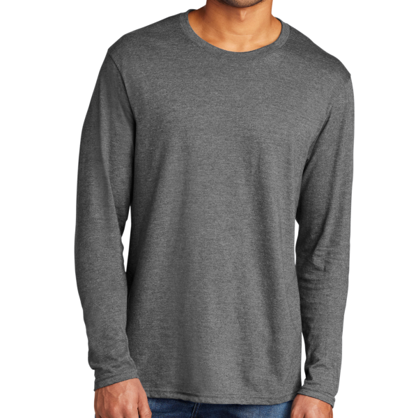 Port & Co Tri Blend Long Sleeve Tee, Graphite Heather, Front view