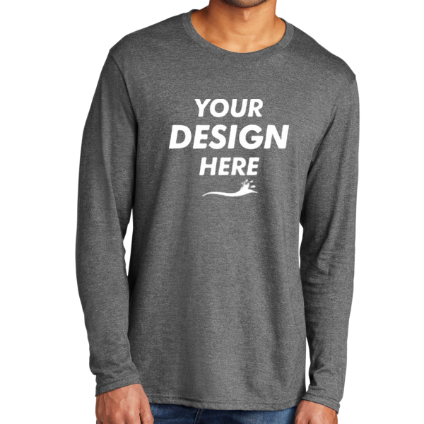 Port & Co Tri Blend Long Sleeve Tee, Graphite Heather, Front view, Mockup