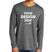 Port & Co Tri Blend Long Sleeve Tee, Graphite Heather, Front view, Mockup
