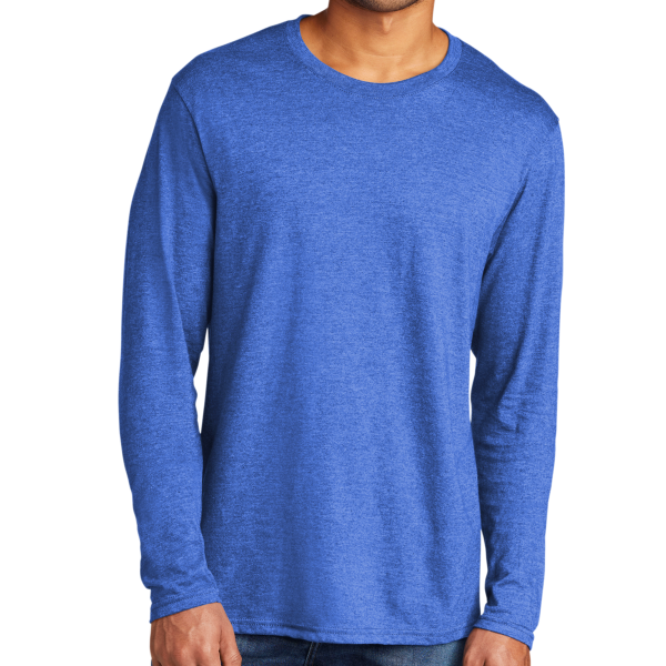 Port & Co Tri Blend Long Sleeve Tee, Heather Royal, Front view