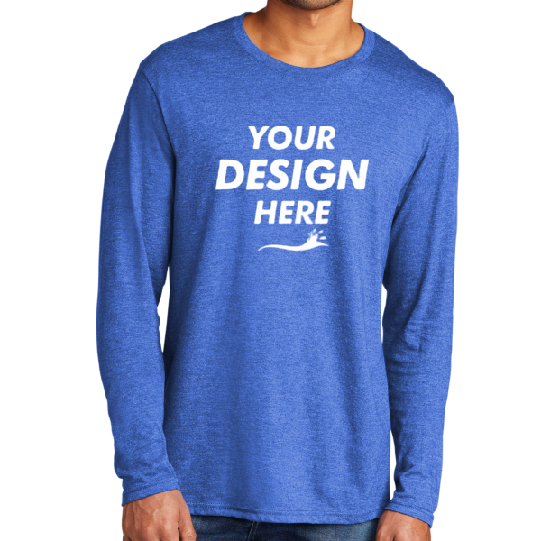 Port & Co Tri Blend Long Sleeve Tee, Heather Royal, Front view, Mockup