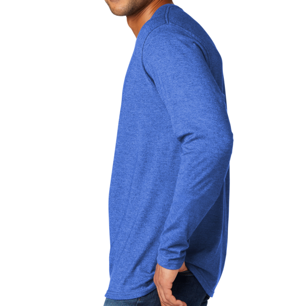 Port & Co Tri Blend Long Sleeve Tee, Heather Royal, Left Sleeve view