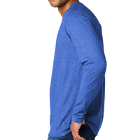 Port & Co Tri Blend Long Sleeve Tee, Heather Royal, Left Sleeve view