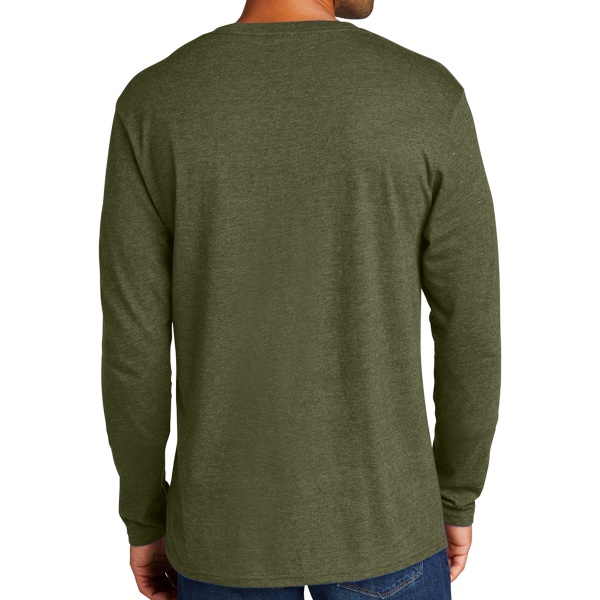 Port & Co Tri Blend Long Sleeve Tee, Military Green Heather, Back view