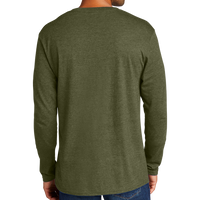 Port & Co Tri Blend Long Sleeve Tee, Military Green Heather, Back view