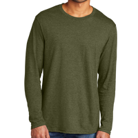 Port & Co Tri Blend Long Sleeve Tee, Military Green Heather, Front view