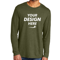 Port & Co Tri Blend Long Sleeve Tee, Military Green Heather, Front view, Mockup
