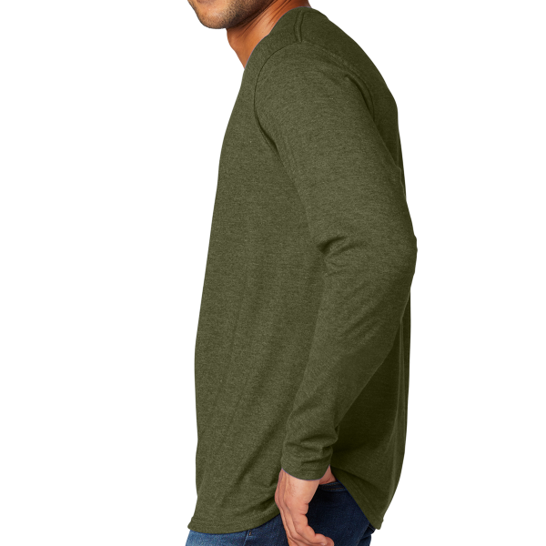 Port & Co Tri Blend Long Sleeve Tee, Military Green Heather, Left Sleeve view
