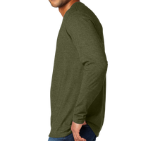Port & Co Tri Blend Long Sleeve Tee, Military Green Heather, Left Sleeve view