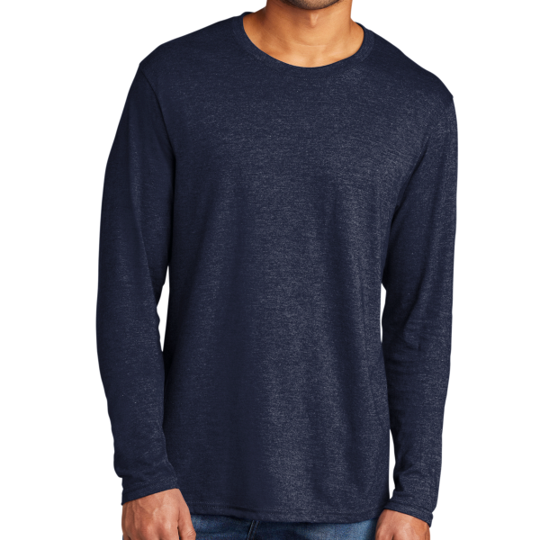 Port & Co Tri Blend Long Sleeve Tee, Team Navy Heather, Front view