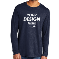 Port & Co Tri Blend Long Sleeve Tee, Team Navy Heather, Front view, Mockup