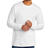 Port & Co Tri Blend Long Sleeve Tee, White, Front view