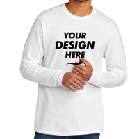 Port & Co Tri Blend Long Sleeve Tee, White, Front view, Mockup