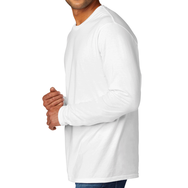 Port & Co Tri Blend Long Sleeve Tee, White, Left Sleeve view